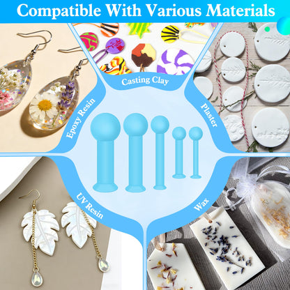 25 PCS Hole Maker for Resin - 5 Sizes(2/3/4/6/8mm), AHIER Suction Silicone Holes Tools Without Drilling for Epoxy & UV Resin Molds Tools for Making Jewelry, Keychain, Earring, Pendant DIY Craft