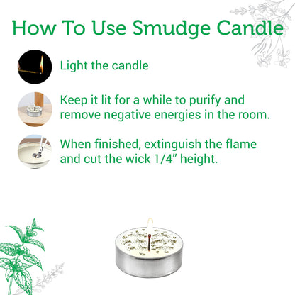 SOUL STICKS 12 Pack Little Smudgies Tealight Candles Smudge Candle for Cleansing House, Meditation, Chakra Healing | Made with Crystals and Herbs (White Sage & Peppermint)