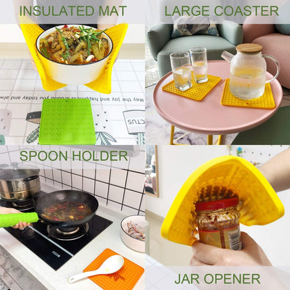 Fullgaden Multipurpose Silicone Pot Holders, Trivets, Jar Openers, Spoon Rests - Extra Thick Protection - Set of 2