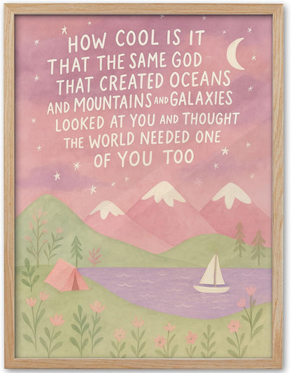 16x20 Set 1 KensTro Natural OAK Wood Same God Creation Framed Wall Art, in Inspirational Christian Bible Canvas
