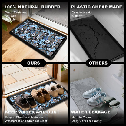 BEHERO Boot Tray Shoe Mat Decorative Patterned, Rubber Shoe Matt Tray Indoor/Outdoor Use, 16" x27.5" Shoe Cleaning Mat Non-Slip, Shoe Storage Waterproof Flower Prints for Entryway, Velvet Bloom