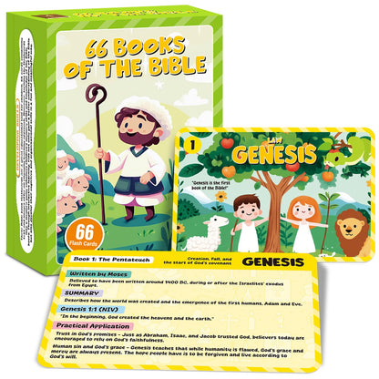 66 Books of The Bible Flash Cards Memory Verse Flashcards with Summary Figures Practical Application Christian Learning Tools for Sunday School, Homeschool, Bible Study, Teaching & Deep Understanding