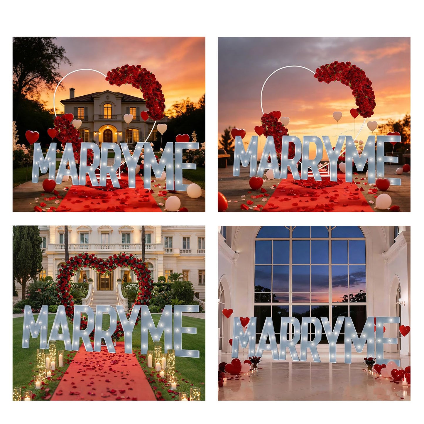 3 FT Marry Me Light Up Letters, Windproof Will You Marry Me Sign Marquee Letter Proposal Decorations Outdoor Large Engagement Wedding Party Decorations Kit