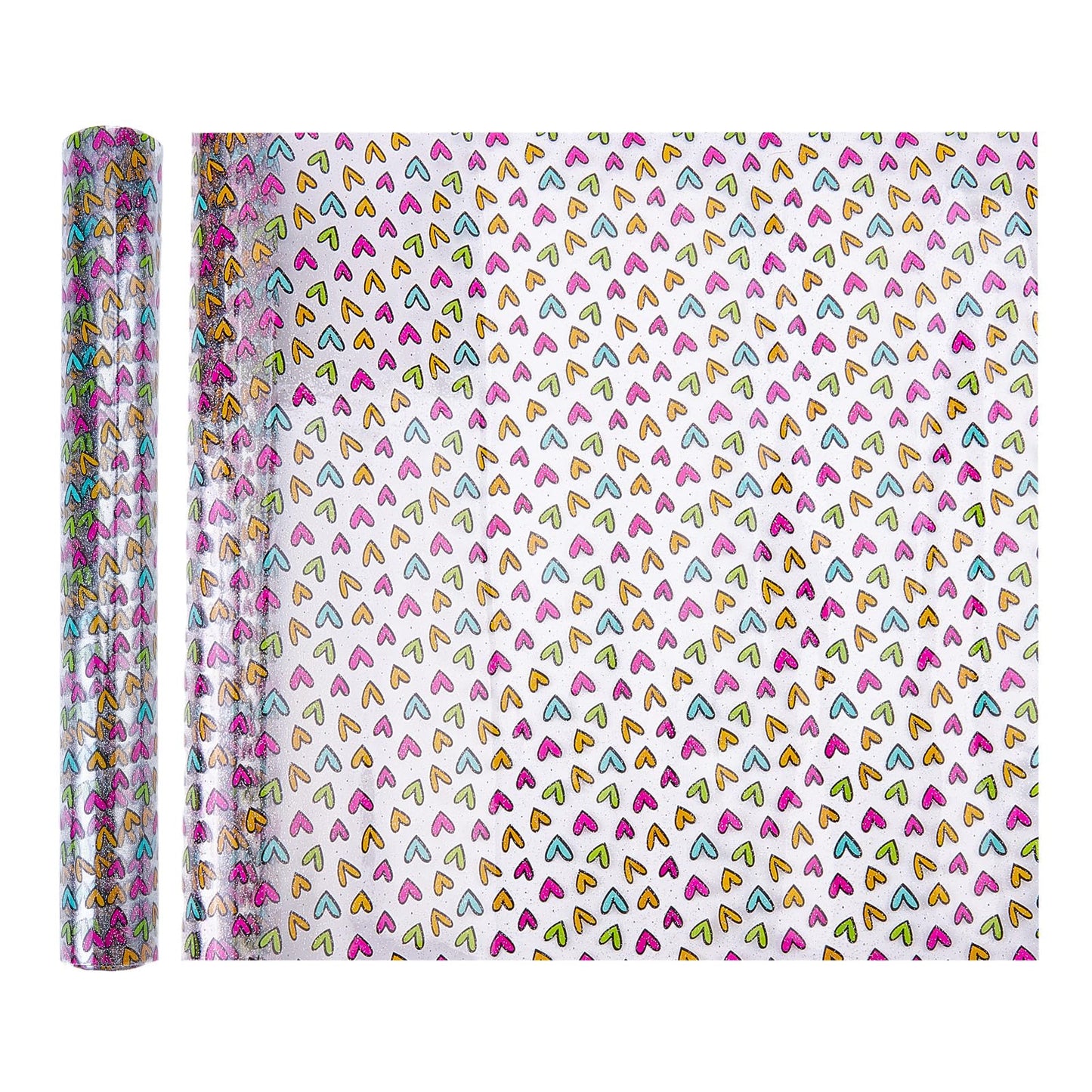 letsinstyle Heart Printed TPU Jelly Faux Leather Fabrics, 11.8 x 47.2 Inch Clear TPU Vinyl Sheets, Transparent Clear Jelly Vinyl for Embroidery and Crafting Project