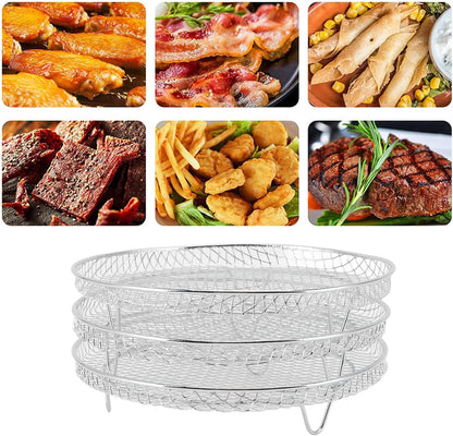 Fdit 3Pcs Air Fryer Racks, Stackable Dehydrator Racks for Food Grade Stainless Steel Air Fryer Accessories