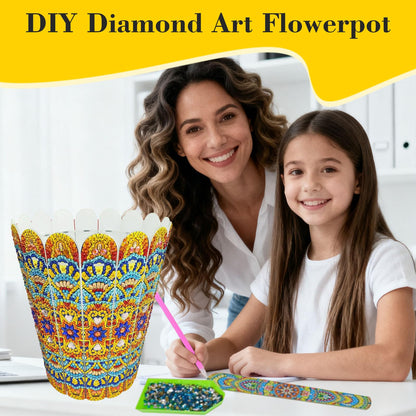 GREENCRUISE Diamond Art Kits for Adults, DIY Flowerpot Diamond Art, Diamond Painting Kit, Ideal Desktop Thoughtful Female Gifts for Living Room Home Decor,Yellow