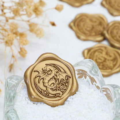 SWANGSA 50 Pcs Celtic Dragon Wax Seal Stickers, Antique Gold Self Adhesive Envelope Seal Stickers for Wedding Invitation, Greeting Cards, Gift Wrapping