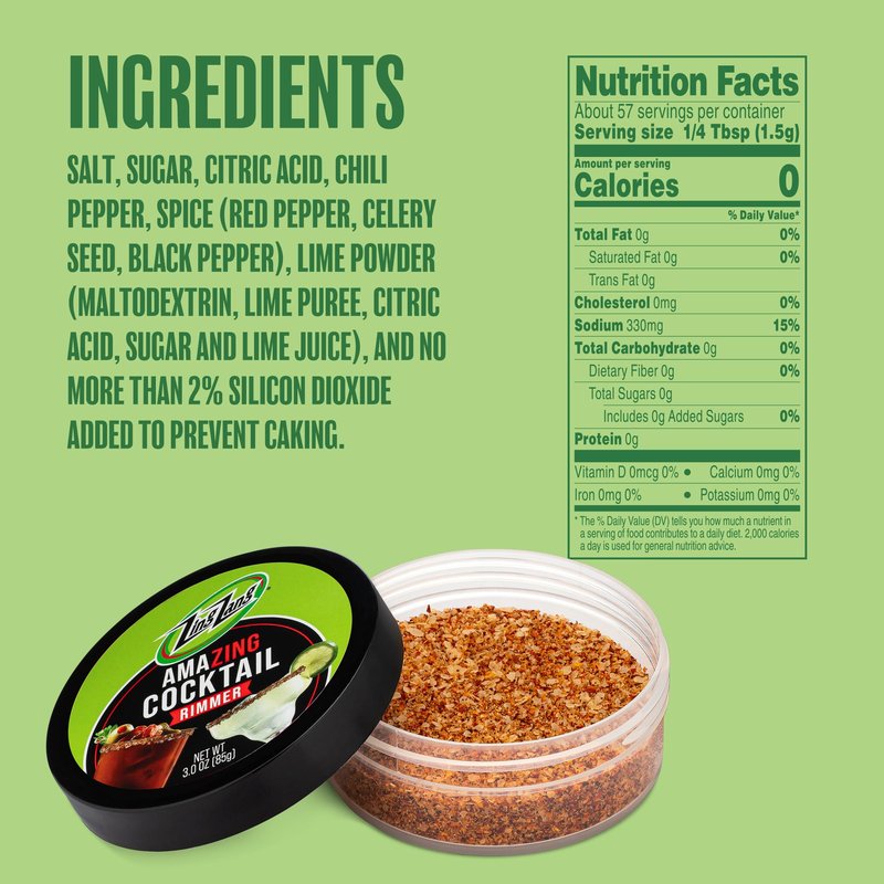 Zing Zang Cocktail Salt Rimmer, Glass Rimming Salt for Cocktails, Bold Bloody Mary Flavor, 3 oz (Pack of 1)