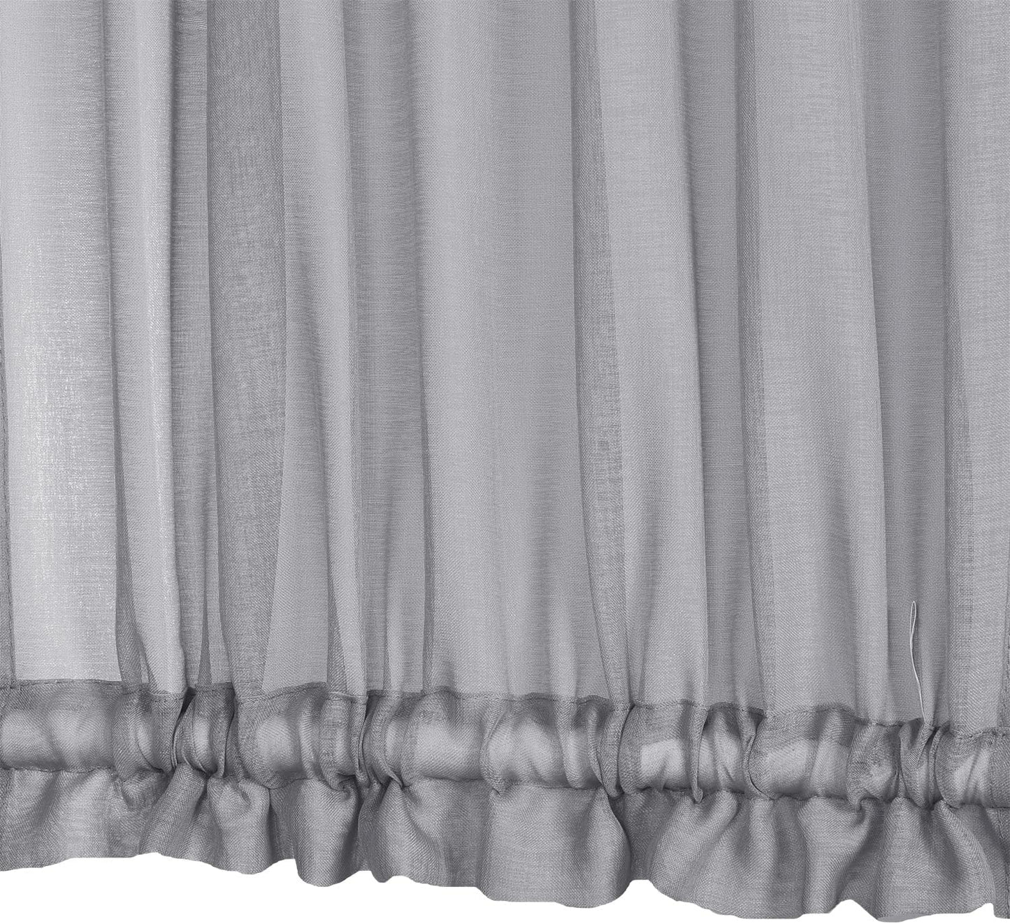 Aquazolax Transparent Sheer French Door Curtain Panel (1 Piece, 30W x 40L, Grey) - Elegant Solid Voile Rod Pocket