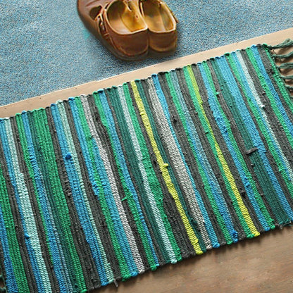 Chindi Rag Rug, Multi Color Striped Area Rug, Machine Washable Cotton, 20'' x 31"