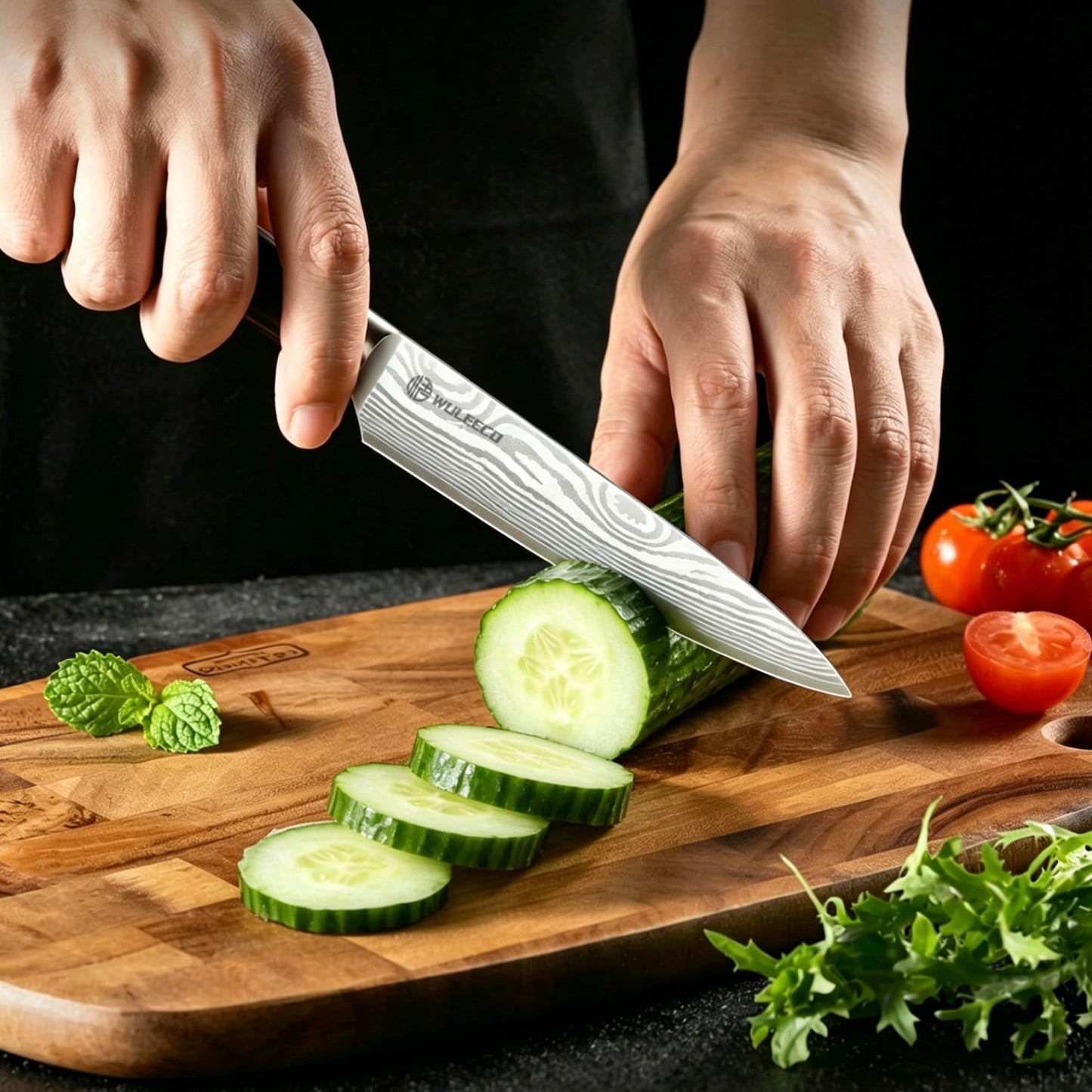 WULEECO Utility Knife, 5 Inch Chef Knife, Ultra Sharp Kitchen Knife with High Carbon Stainless Steel Blade, Multipurpose Kitchen Knife with Ergonomic Pakkawood Handle and Gift Box