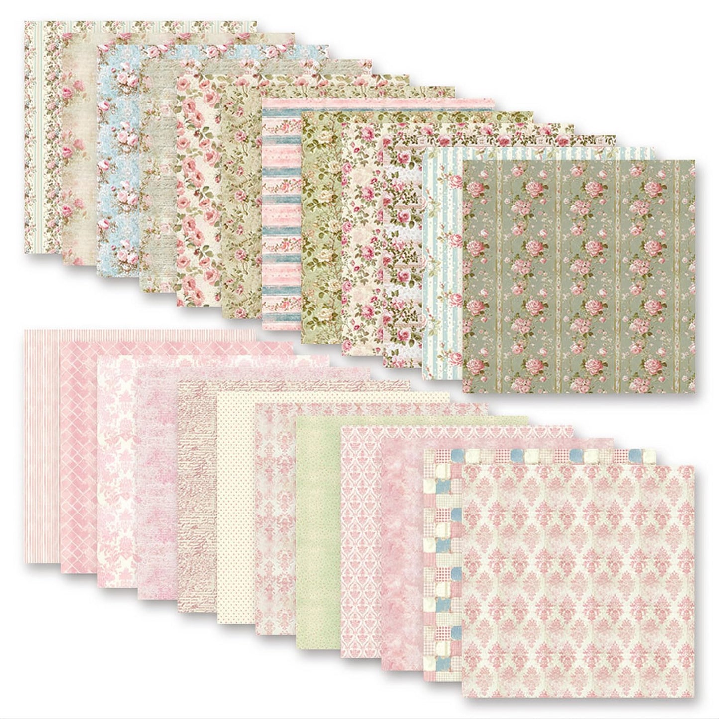 MerwDeeyt Floral Scrapbook Paper 12x12 In and 6x6 In Pack, 48 Sheets Double Sided Decorative Papers Spring Flower Patterned Craft Paper for Scrapbooking Card Making Journaling Decor (Pink)