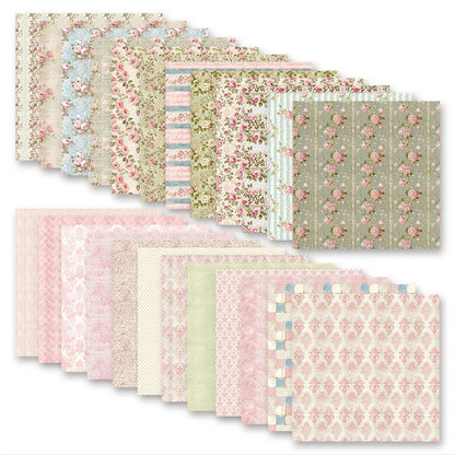 MerwDeeyt Floral Scrapbook Paper 12x12 In and 6x6 In Pack, 48 Sheets Double Sided Decorative Papers Spring Flower Patterned Craft Paper for Scrapbooking Card Making Journaling Decor (Pink)