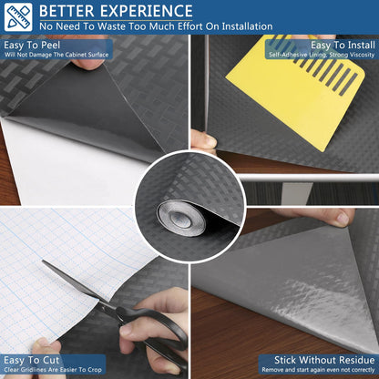 HooTown Self Adhesive Shelf Liner, 17.5" x 393.7" Contact Paper for Cabinets and Drawers, Waterproof & Oil-Proof Kitchen Cabinets Liner, Peel and Stick Cupboard Liner for Countertops,Shelves