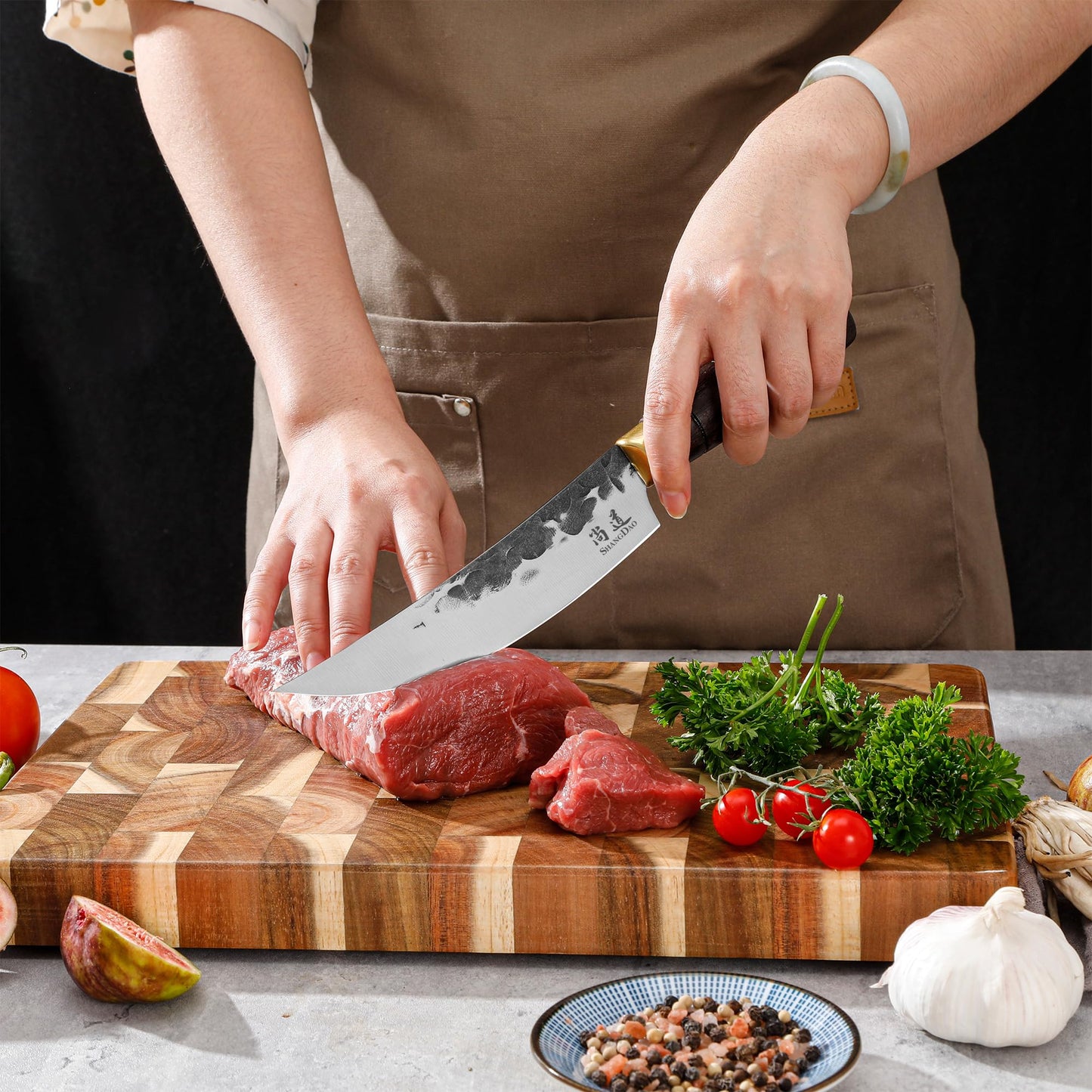 SHANGDAO Chef Knife, Black Forged Kitchen Knife with High elastic stainless steel Stainless Steel Blade, Professional Handcrafted Chefs Knife, Ergonomic Handle Grip and Gift Box