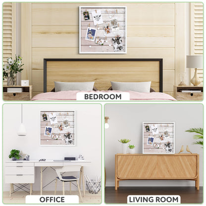 Houseables Picture Board, Photo Board, Photo Display, Picture Collage, Collage Frame, Polaroid Wall Display, Wall Decor, Memory, Postcard, Magnetic, Bulletin, Hanging with Clips, String, Bedroom, 20in