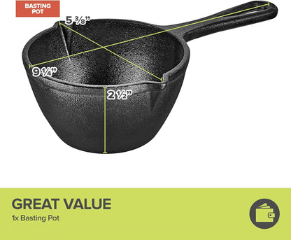 Modern Innovations Cast Iron Melting Pot, Basting Pot for Grill Cooking, Small Cast Iron Saucepan