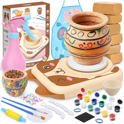 Skirfy Pottery Wheel for Kids-Complete Pottery Painting Kit Arts and Crafts for Kids Ages 8-12 with DIY Clay Art Supplies for Girls Boys Toys Birthday Christmas Gifts for 6 7 8 9 10 11 12