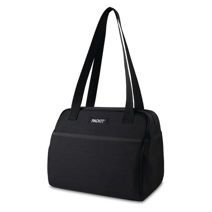 PackIt(R) Freezable Hampton Lunch Bag, Black, Built with EcoFreeze(R) Technology, Collapsible, Reusable, Zip Closure with Front Pocket and Shoulder Straps, Designed for Fresh Office Lunches