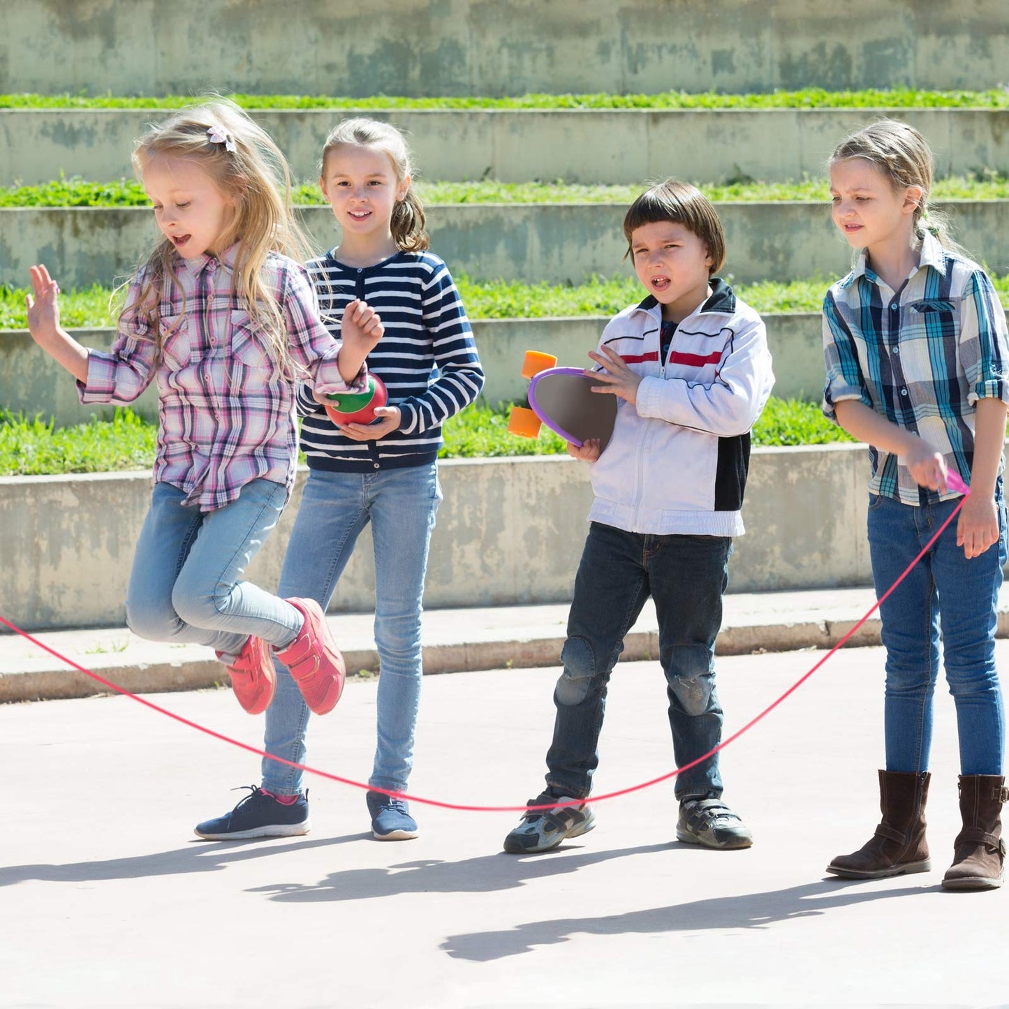Elcoho 15 Pack Colorful Kids Jump Rope Set Adjustable Plastic Kids Jump Rope Skipping Rope Outdoor Jump Ropes Great Party Favor