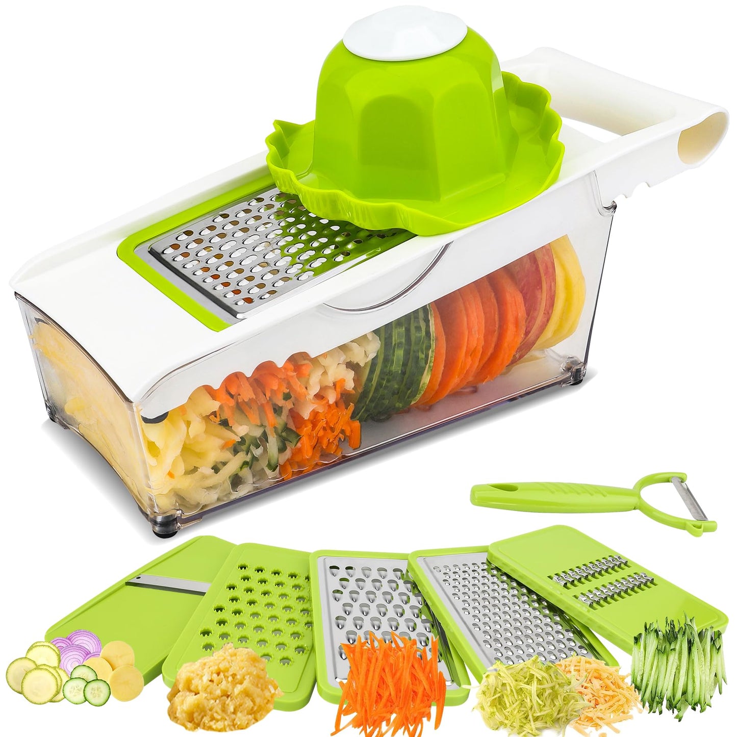 ADODU Graters For Kitchen, Cheese Grater with Container, Mandoline Slicer For Kitchen, Vegetable Grater, Carrot Shredder, Julienne Slicer and Peeler, Potato Slicer