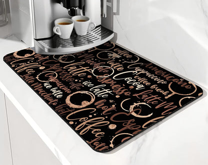 Coffee Bar Mat Accessories, Absorbent Dish Drying Mat for Kitchen Counter, Rubber Backing Non-slip Pad for Coffee Maker