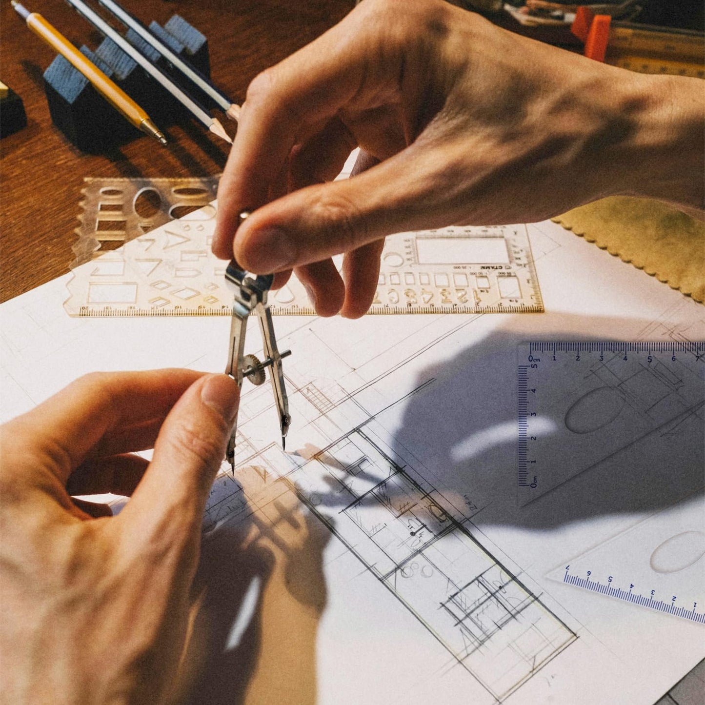 13 Pieces Geometry Set Compass Geometry Tools Math Compass and Protractors Metal Precision Drafting Kit with Storage Box Rulers Pencils Technical Drawing, Engineering & Architecture