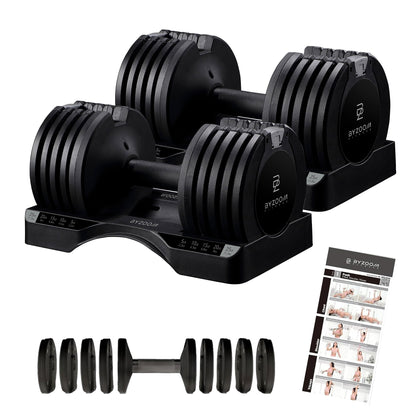 BYZOOM FITNESS Pure Series Adjustable Dumbbell - 12.5/25/27.5/75lb - ONE UNIT OR PAIR(check QTY before purchase) - 5-in-1/ 10-in-1 / 21-in-1 Flexible Hand Weights for Home Gym, Strength Training & Fitness Workouts, White OR Black