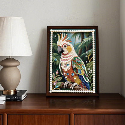Stalente Pearl Diamond Painting Kits for Adults Parrot, 5D Special Shape Diamond Art Kits for Beginners, Crystal Rhinestones Diamond Painting for Home Wall Decoration Gift 12×16inch, Bird