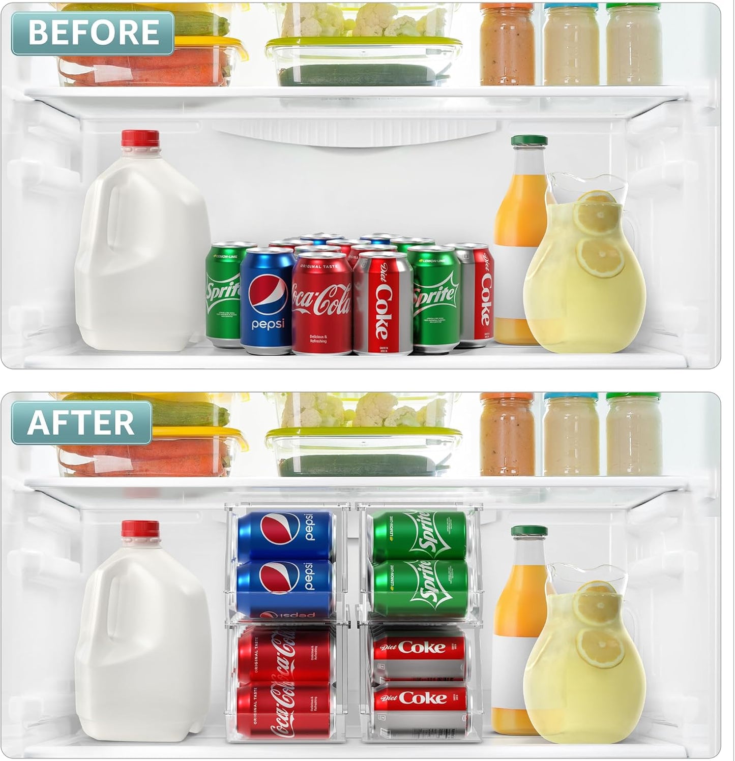9 (4-Pack) Sorbus Soda Can Organizer for Refrigerator - Stackable Can Holder Dispenser with Lid for Fridge, Pantry