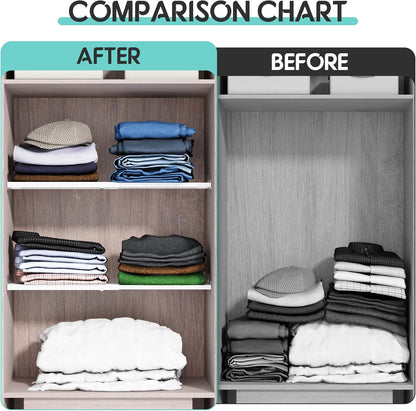Expandable Closet Tension Shelves Organizers, Heavy-Duty Metal Adjustable Locker Shelf for Wardrobe, Pantry, Kitchen