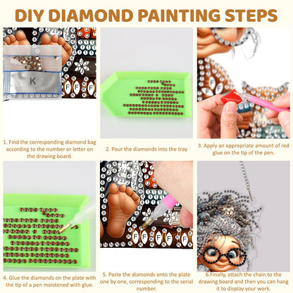 MEIYUDA Grandma Diamond Art Hanging Kits for Adults Beginners, Book Grandma Diamond Painting Kit Ornaments, DIY Special Shaped Rhinestone Window Pendants Kit for Home Garden Wall Decor Gift