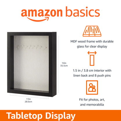 Amazon Basics 11" x 14" Shadow Box Wood Rectangular Frame, Black