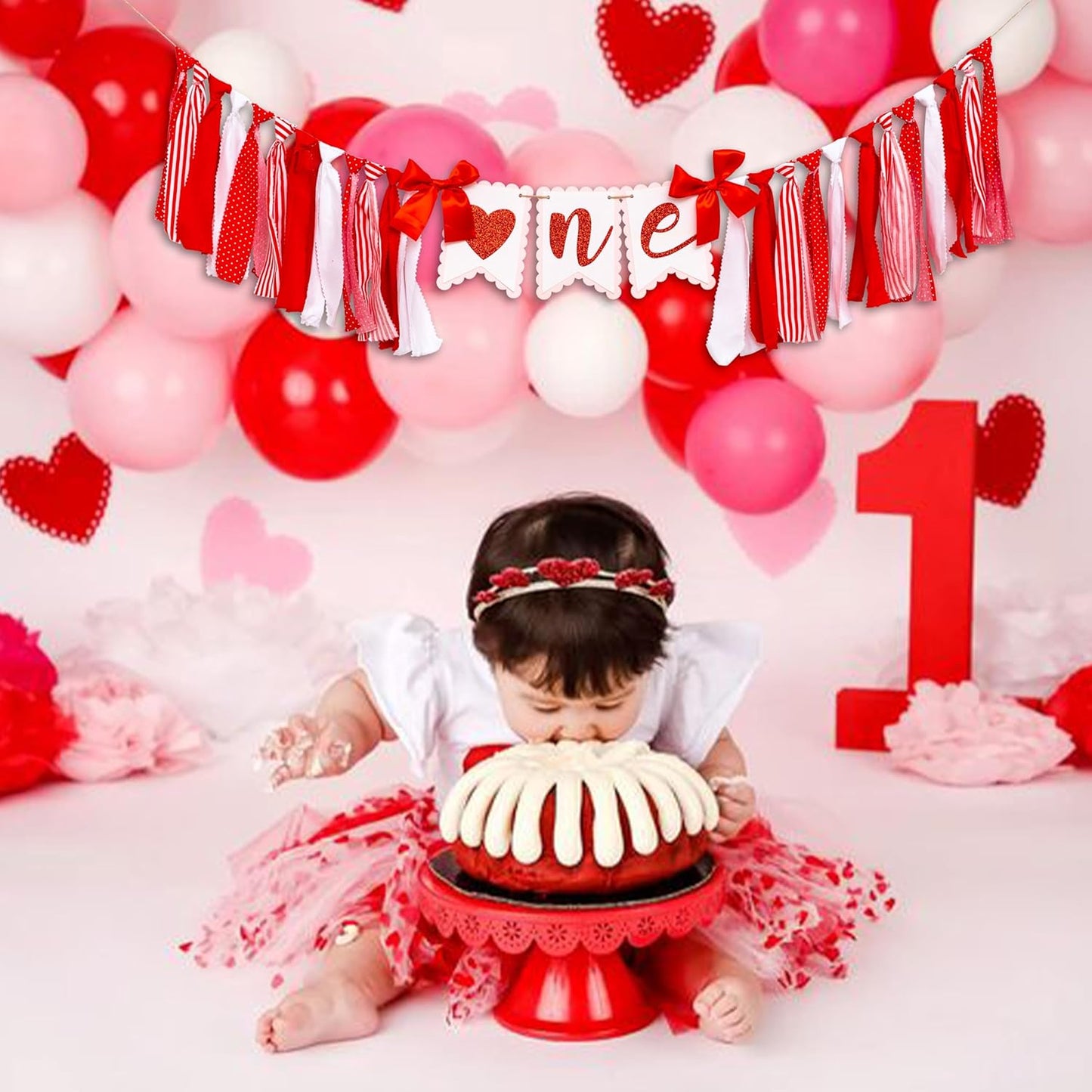 1st Sweetheart High Chair Banner - Valentine's Day First Birthday Highchair Banner, Little Sweetheart Birthday