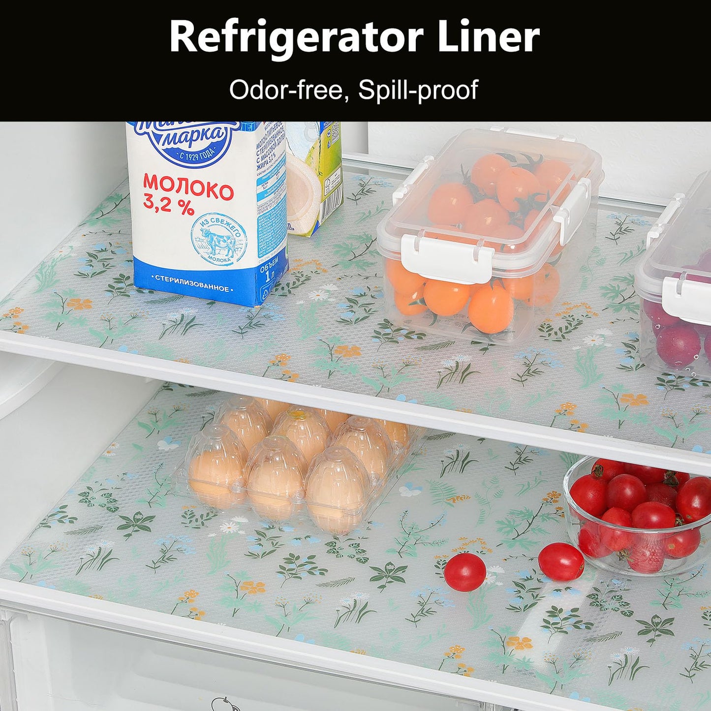 INNOLITES Shelf Liners for Kitchen Cabinets – Drawer Liner Waterproof & Oil-Proof, Non-Adhesive EVA with Floral Pattern – Durable Washable, Easy to Cut (Sage Green, 17.5" x 78.7")