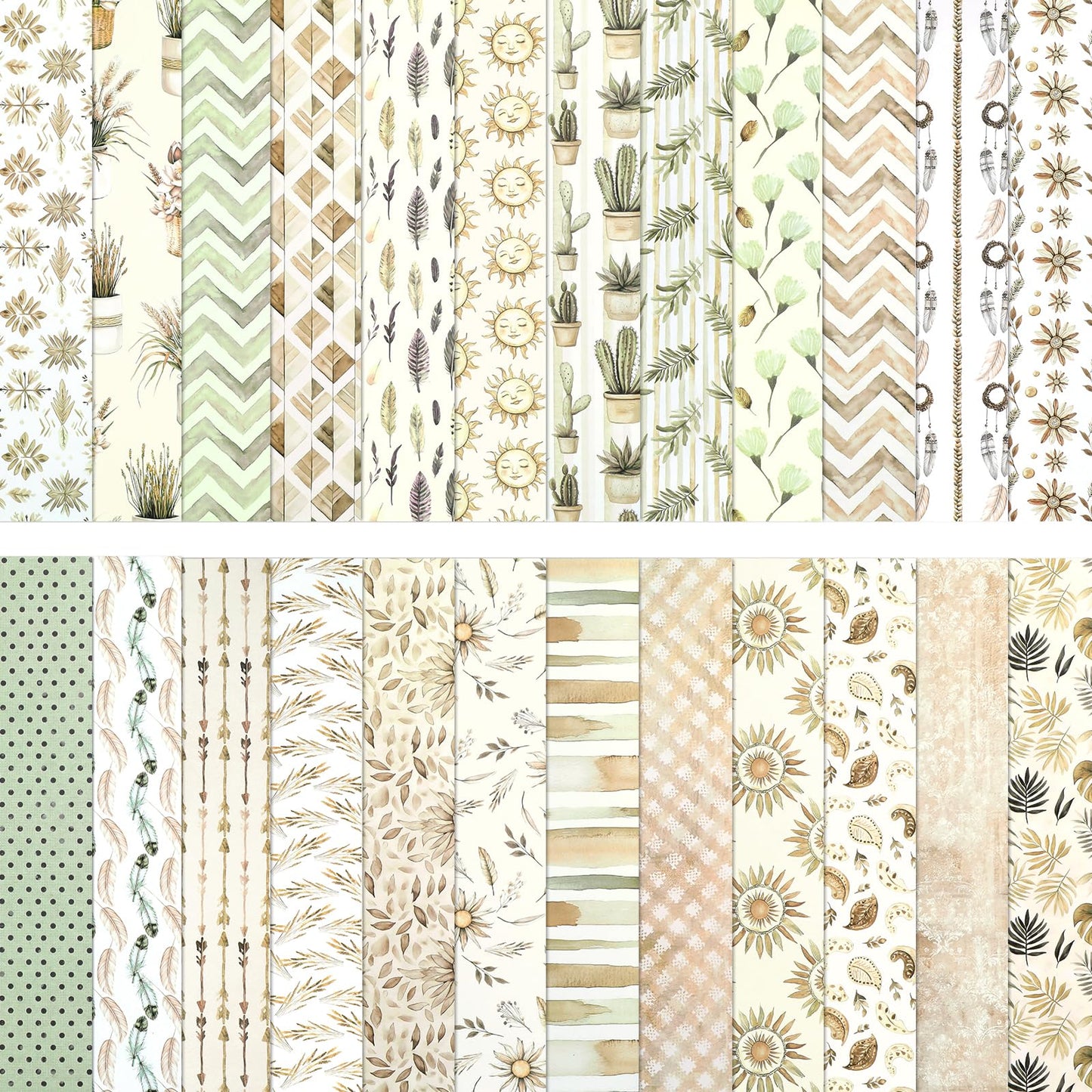 12x12 Inch Scrapbook Paper Beige Floral Patterned, 24 Sheets/24 Designs Double-Sided Print Craft Papers, Scrapbook Specialty Decorative Paper for DIY Album Decoupage Card Making Scrapbooking
