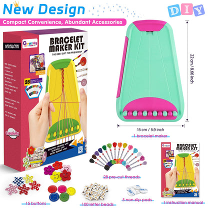 Friendship Bracelet Making Kit for Girls Ages 8-12, Kids Jewelry Making Kit with 28 Pre-Cut Threads and Letter Beads, Arts and Crafts for Kids, Birthday Easter Gifts for 6 7 8 9 10 11 12 Year Old