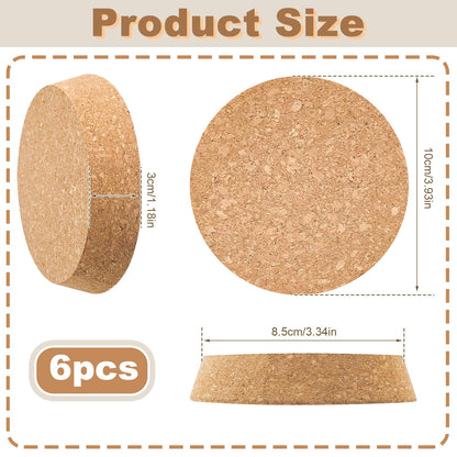 GeryVtee 6 PCS Large Cork Bottle Stoppers 3.93x 3.46x 1.18 Inch Tapered Plugs Cork Canning Jar Lids Replacement Corks for Wines, Decorative Bottles, Jars, Arts, DIY Crafts