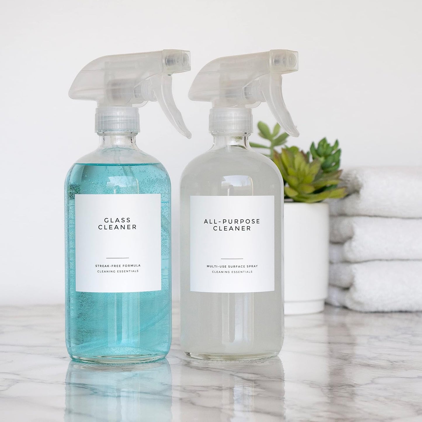 Clean-Modern White Bathroom Labels, Laundry & Cleaning Labels by Paper & Pear, Set of 36 Waterproof Labels