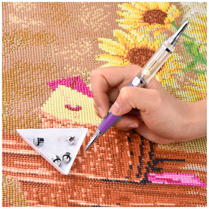 Benote Diamond Art Painting Drill Pen 2.0 with Metal Sticky Tips, Diamond & Painting Accessories, Replacement Pen Heads & Wax - B7 Purple