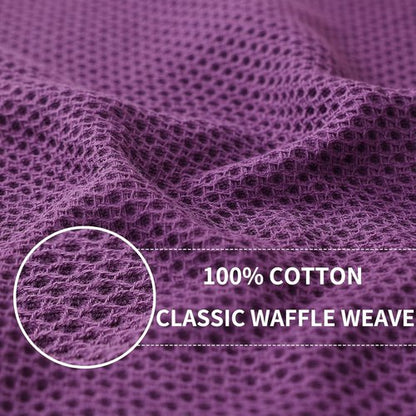 Homaxy 100% Cotton Waffle Weave Dish Towels - Ultra Soft & Absorbent, Quick Drying | 13 x 28 Inches, 4-Pack, Purple