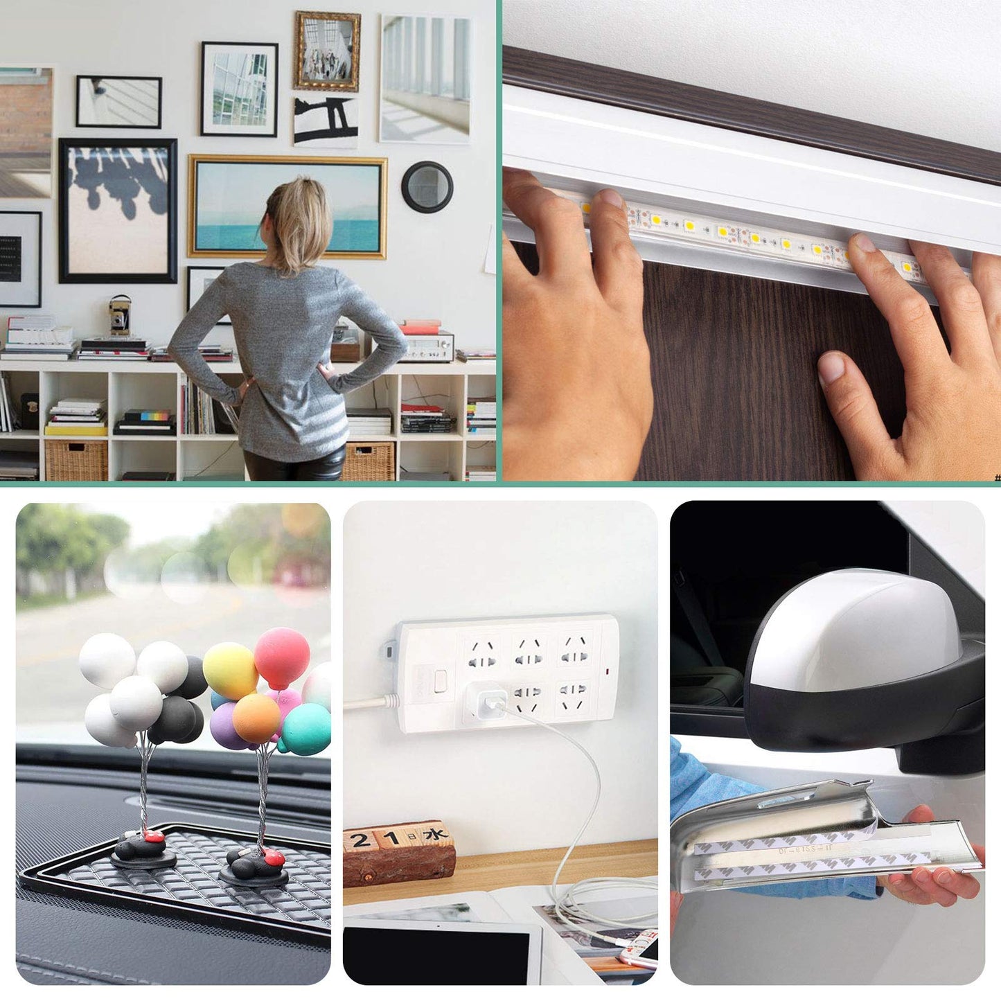 HitLights Double Sided Tape Heavy Duty 164ft, Waterproof Mounting Adhesive Tape for Wall, Electronics, LED Strip, Car Trim, Home Office Decor, Craft Project, PVC White (164ft x 0.39in)