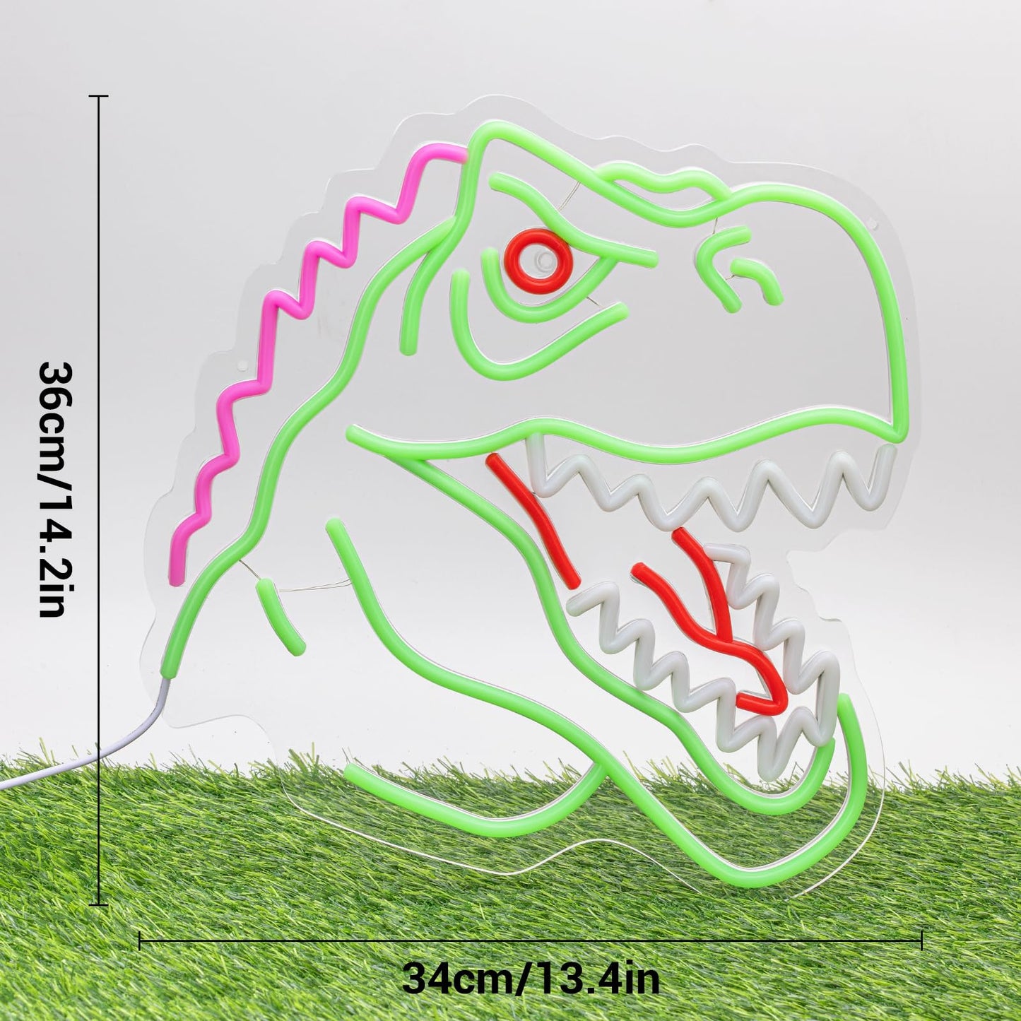 Dinosaur Neon Sign Lights for Wall Decor, T-REX LED Sign for Room and Man Cave Decor, Dimmable Powered LED Signs for Bedroom, Man Cave Party, Birthday Christmas Gift (T-REX Green)