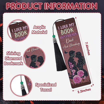 Sitsink Gothic Diamond Art Bookmarks - 8 Pcs Dark Romance Diamond Painting Bookmarks Horror Halloween Christmas Gifts for Women DIY Gem Art Rhinestone Crafts Kit for Women
