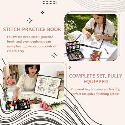 EVOCKAY 2026 Embroidery Stitch Book Kit - Versatile Sewing Box for Cross Stitch, Craft, and Punch Needle Projects - Perfect for Adults and Machine Embroidery Enthusiasts