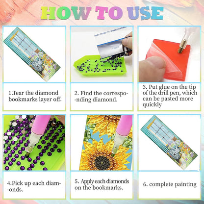 8PCS Hummingbird Diamond Painting Bookmark DIY Diamond Art Kits for Adults, Acrylic Diamond Art Bookmarks with Pendant for Book Lovers