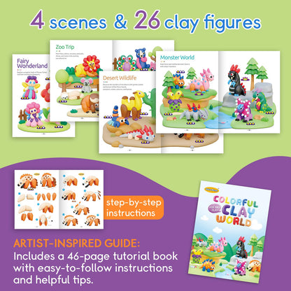 Drama Planet Air Dry Clay Kit for Kids - 18 Cans of Modeling Clay, 46-Page Guidebook with 26 Character Tutorials, Great Gift for Boys & Girls