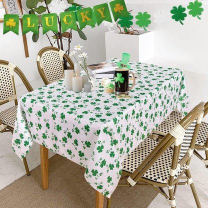 60 102 Inch, 100% 150 LUSHVIDA St.Patrick's Day Rectangle Table Cloth, x Shamrock Patterned Irish Clover Washable