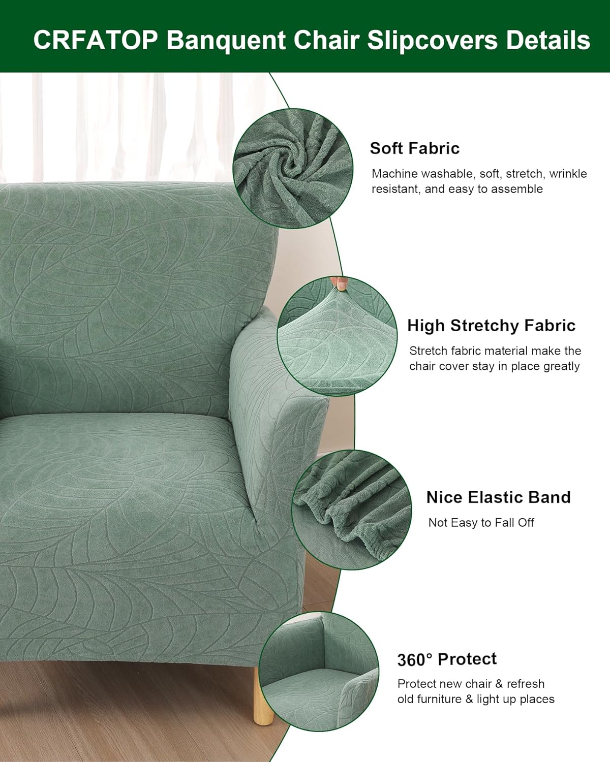 1 Sofa,29 CRFATOP Stretch Piece Chair Covers with Arms Jacquard Accent Chair Cover Armchair Flower Soft Banquet