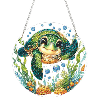AIBOERL Diamond Art Hanging Kit for Adult,Special Shaped Rhinestone,Double Sided 5D DIY Acrylic Diamond Art Painting Window Pendants Home Garden Wall Hanging Kits Hanging Ornament (Turtles)